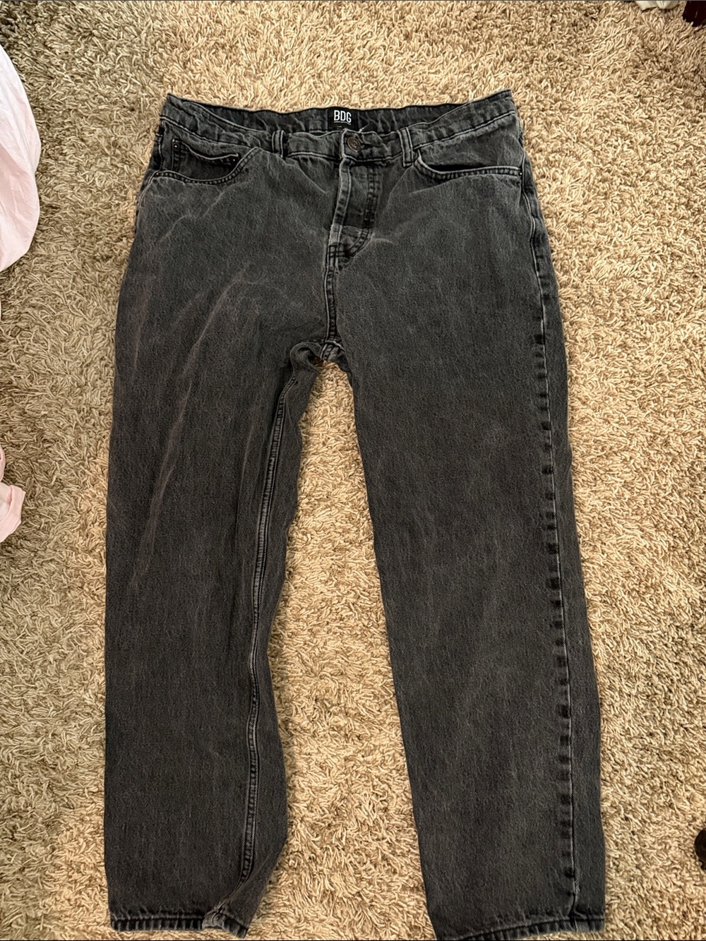 BDG Urban Outfitters W34 Dad Jeans Black Acid Wash 100% Cotton